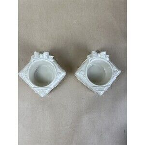 2 VTG‎ LENOX YULTIDE CHRISTMAS GIFT HOLLY BERRY TEALIGHT VOTIVE CANDLE HOLDERS